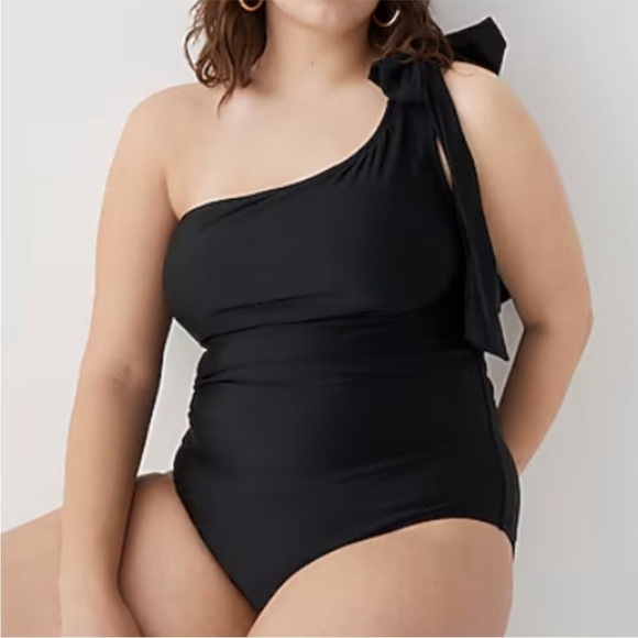 JCREW Black One-Shoulder Swimsuit w bow detail - Picture 3 of 7